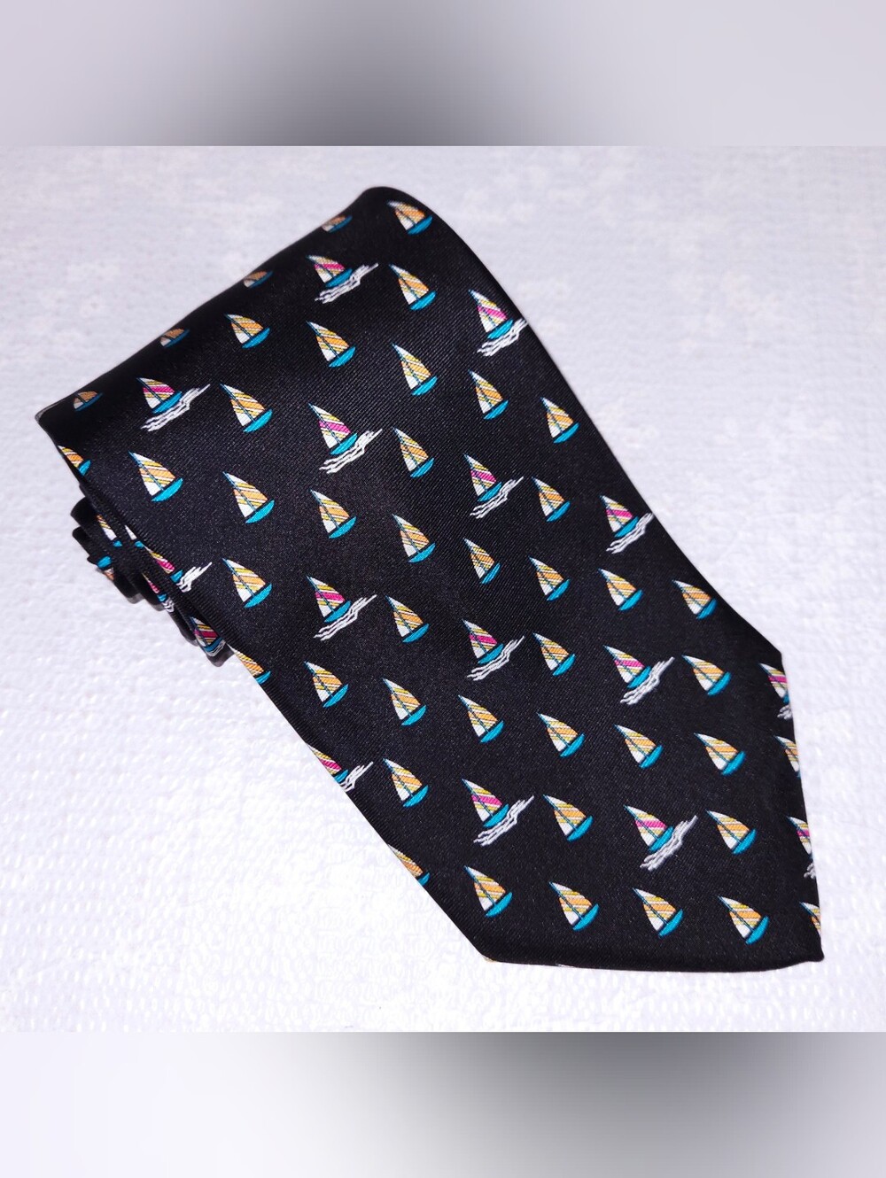 Robert Talbott Best of Class Silk Tie Sailboat Boat Sailing Nautical 58" x 3.5"